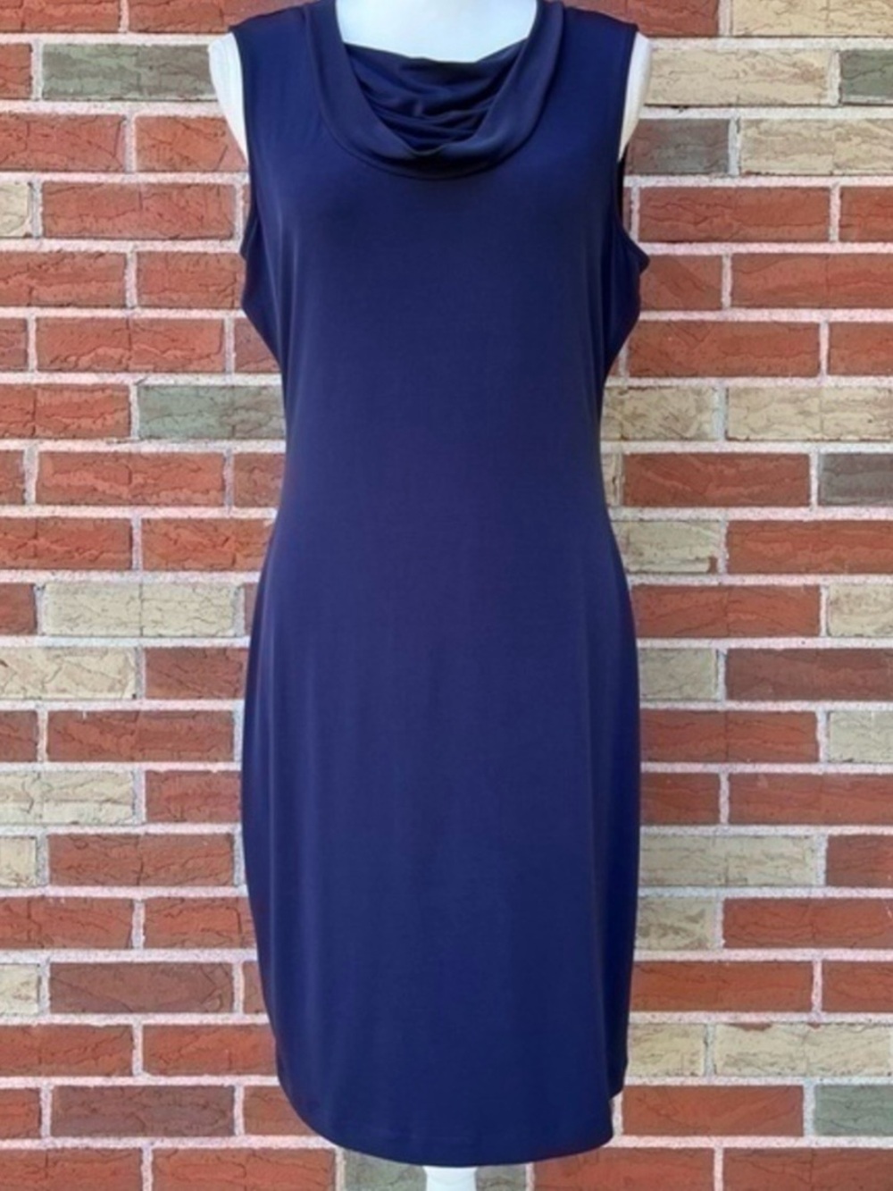 Calvin Klein Cowl Neck Sleeveless Blue Sheath Dress 👗